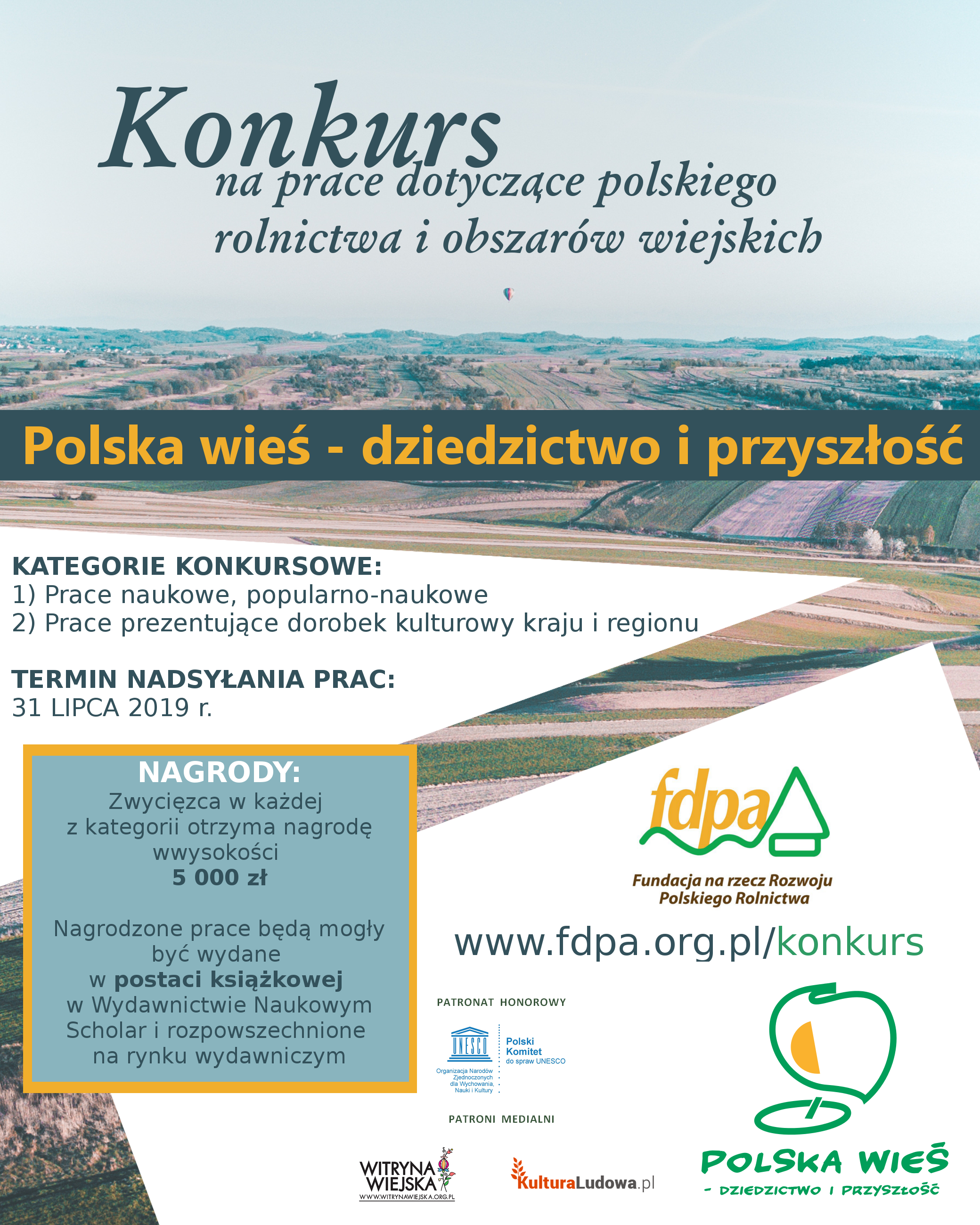 Plakat konkursu - Polska wieś – dziedzictwo i przyszłość