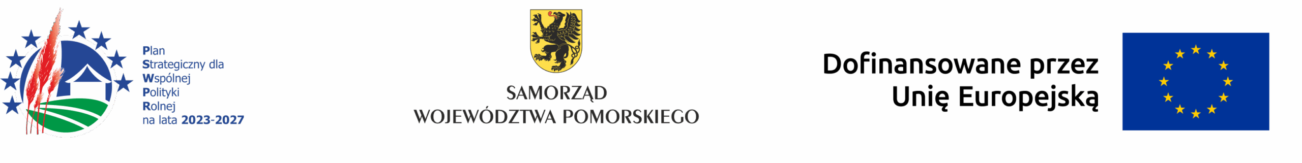 logotyp Planu Strategicznego dla Wspólnej Polityki Rolnej, Samorządu Województwa Pomorskiego i Unii Europejskiej